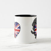 Black Labrador & UK Flag Heart 2-Cartoon Tweekleurige Koffiemok (Center)