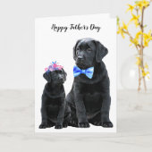 Black Labrador Vaderdag Dog Dad - Cute Puppy Kaart (Gele Bloem)