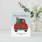 Black Labrador Vintage-kersttruck Feestdagenkaart (Staand voorkant)