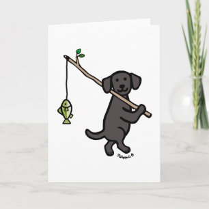 Black Labrador Vissen Cartoon Kaart