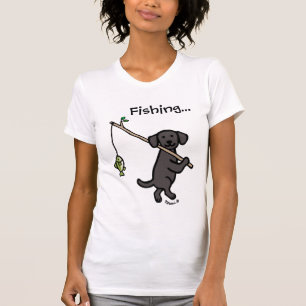 Black Labrador Vissen Cartoon T-shirt