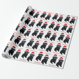 Black Labrador Vrolijk Kerstmis Puppy Santa Dog Cadeaupapier