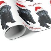 Black Labrador Vrolijk Kerstmis Puppy Santa Dog Cadeaupapier (Rol Hoek)