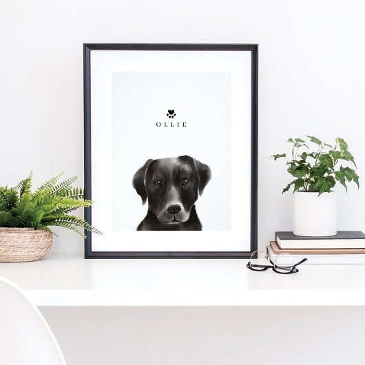 Black Labrador Waterverf Illustration Dog's Name Poster