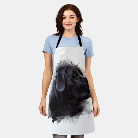 Black Labrador Waterverf Schort (Gedragen)