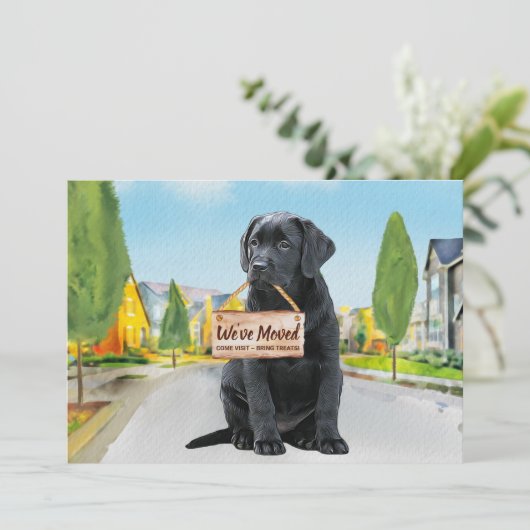 Black Labrador We hebben Cute Dog Moving Aankondiging (Staand voorkant)