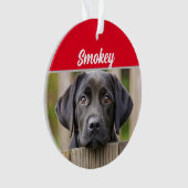 Black Labrador with Name and Photo Christmas Ornament (voorkant)