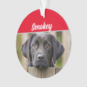 Black Labrador with Name and Photo Christmas Ornament (voorkant)