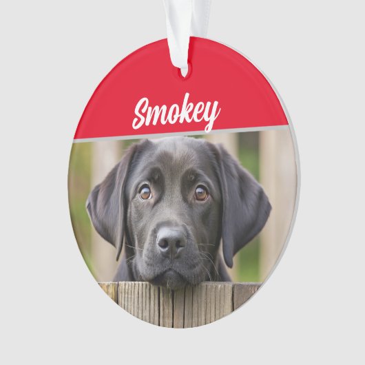 Black Labrador with Name and Photo Christmas Ornament (voorkant)