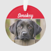 Black Labrador with Name and Photo Christmas Ornament (voorkant)