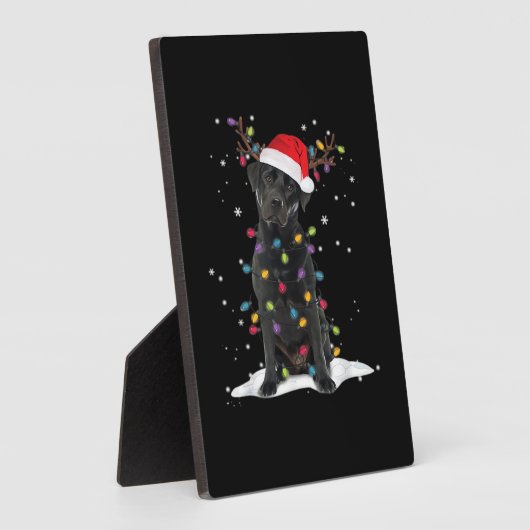 Black Labrador Xmas Dog Christmas Tree Light Class Fotoplaat (Zijkant)