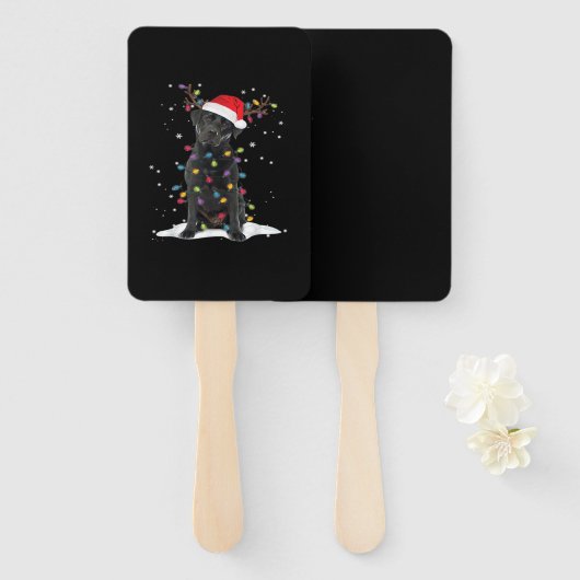 Black Labrador Xmas Dog Christmas Tree Light Class Handwaaier (Voorkant en achterkant)