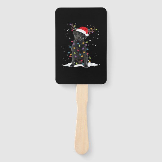 Black Labrador Xmas Dog Christmas Tree Light Class Handwaaier (Voorkant)