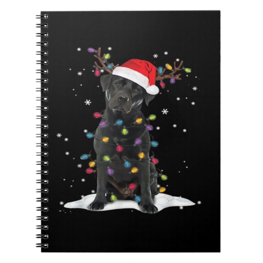 Black Labrador Xmas Dog Christmas Tree Light Class Notitieboek (Voorkant)