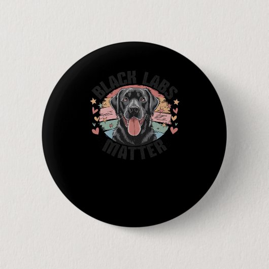 Black Labs Funny Labrador Graphic T-shirt Sticker Ronde Button 5,7 Cm (Voorkant)