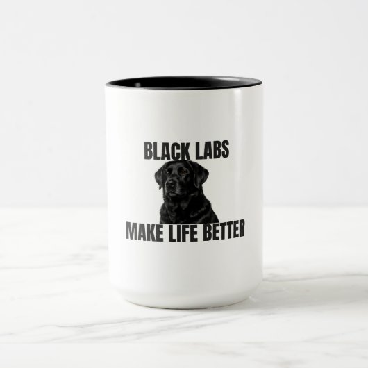 Black Labs Make Life Better – Black Lab Coffee Mok (Midden)