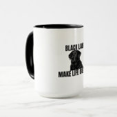 Black Labs Make Life Better – Black Lab Coffee Mok (Voorkant links)