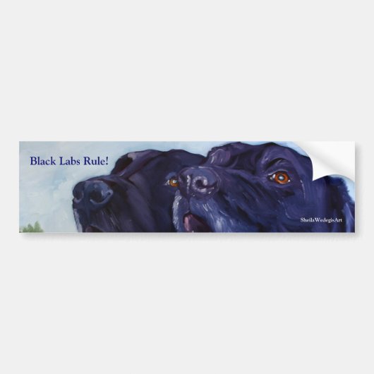 Black Labs Rule, SheilaWedegisArt Bumpersticker (Voorkant)