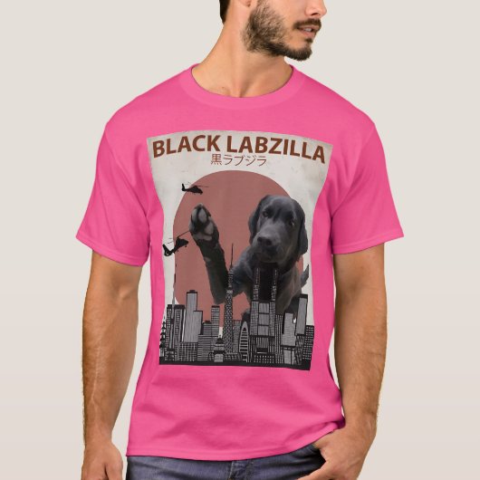 Black Labzilla - Giant Labrador Retriever Lab Dog T-shirt (Voorkant)