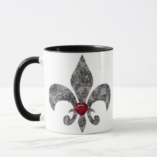 Black Lace 1 Fleur De Lis Mok (Links)