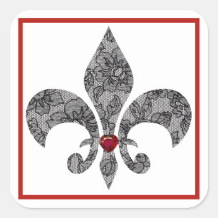 Black Lace 1 Fleur De Lis Sticker