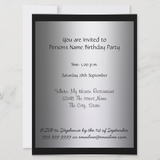 Black Lace 50th Birthday Party Invitation Black Kaart (Achterkant)