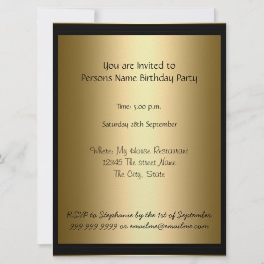 Black Lace 50th Birthday Party Invitation Black Kaart (Achterkant)
