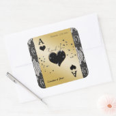 Black Lace, Aas van harten, Black Glitter Bedankt Vierkante Sticker (Envelop)