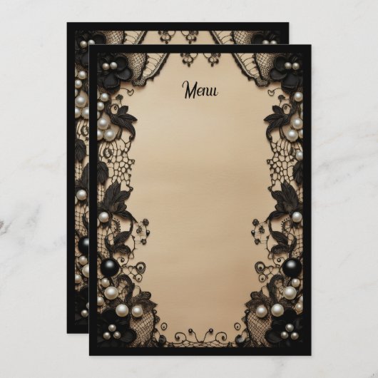 Black Lace and Pearls Menu (Voorkant / Achterkant)