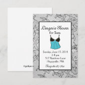 Black Lace Aqua Lingerie Bridal Shower-uitnodiging Kaart (Voorkant / Achterkant)