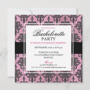 Black Lace Bachelorette Party-uitnodigingen Hot PI Kaart