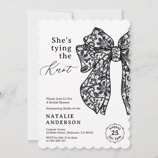 Black Lace Bow Ze bindt het knoop Vrijgezellenfees Kaart (Voorkant)