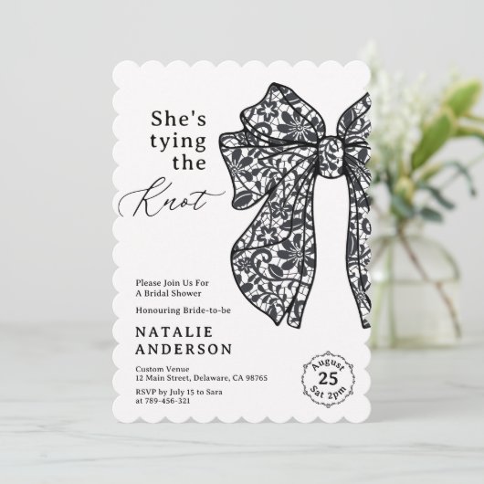 Black Lace Bow Ze bindt het knoop Vrijgezellenfees Kaart (Staand voorkant)