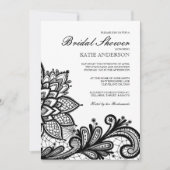 Black  Lace Bridal Shower-uitnodiging Kaart (Voorkant)