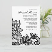 Black  Lace Bridal Shower-uitnodiging Kaart (Staand voorkant)