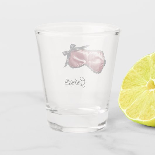 Black Lace Burgundy Mask Bow Shot Glas (Achterkant)