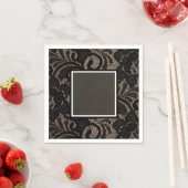 Black lace burlap en linnapkins servet (Insitu)
