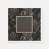 Black lace burlap en linnapkins servet (Voorkant)