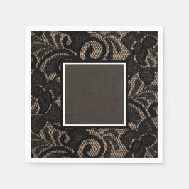 Black lace burlap en linnapkins servet