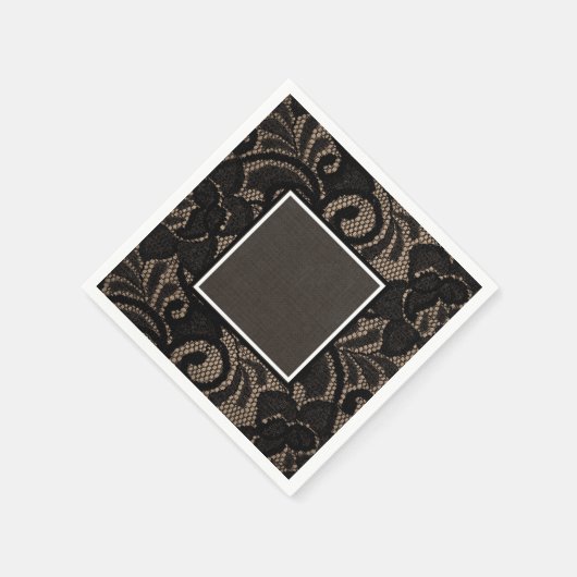 Black lace burlap en linnapkins servet (Hoek)