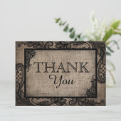 Black Lace Burlap Moderne Gothic Dank u Bedankkaart (Staand voorkant)