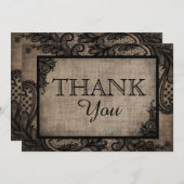 Black Lace Burlap Moderne Gothic Dank u Bedankkaart (Voorkant / Achterkant)