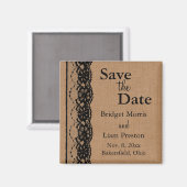 Black Lace & Burlap Save the Date Magneet (Voorkant / Achterkant)