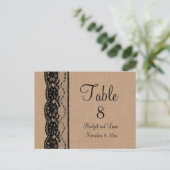 Black Lace & Burlap Tafelnummer (Staand voorkant)