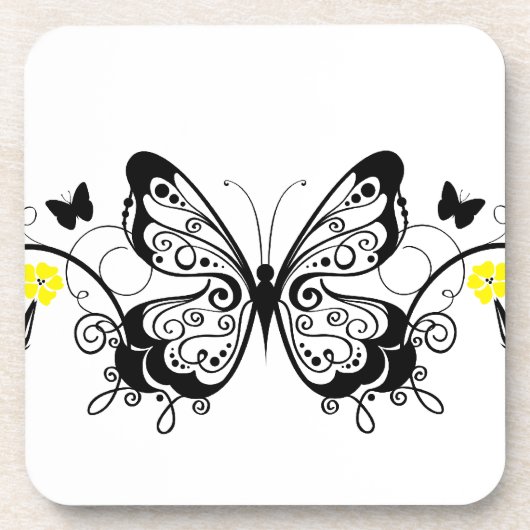 Black Lace Butterflies 10 Drankjes Onderzetter (Voorkant)