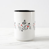 Black Lace Butterflies 4 Tweekleurige Koffiemok (Center)