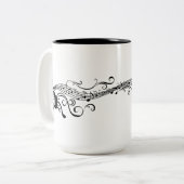 Black Lace Butterflies 6 Musical Tweekleurige Koffiemok (Voorkant links)