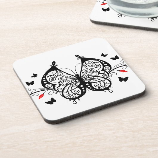Black Lace Butterflies 7 Bier Onderzetter (Linkerzijde)