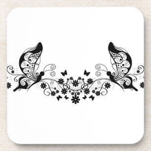 Black Lace Butterflies 8 Onderzetter