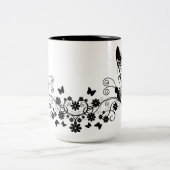 Black Lace Butterflies 8 Tweekleurige Koffiemok (Center)